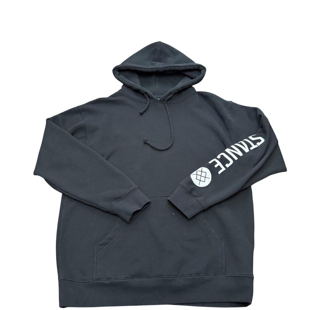 Stance Pullover Hoodie Unisex Medium Black Graphic Sleeve Heavyweight Sweatshirt
